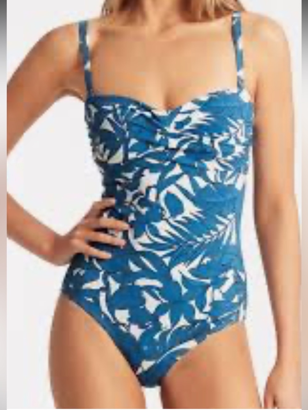 SEA LEVEL AUSTRALIA Twist Bandeau One Piece In Floral Blue.